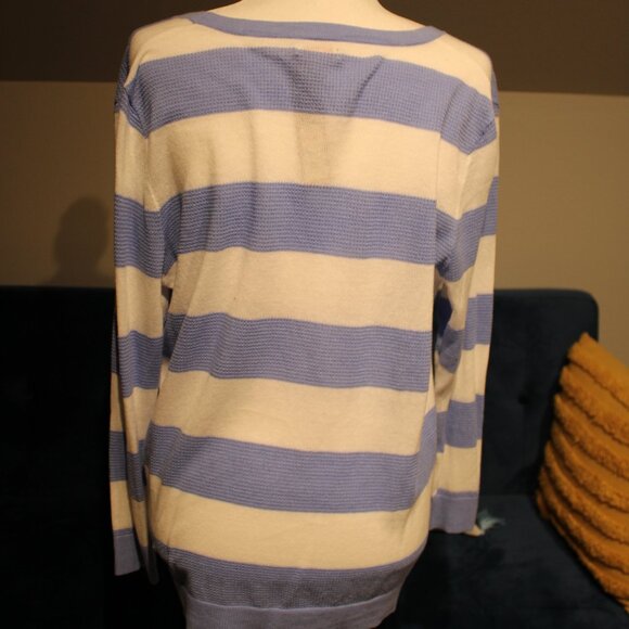 Merona Blue and White Striped Cardigan - Picture 2 of 5